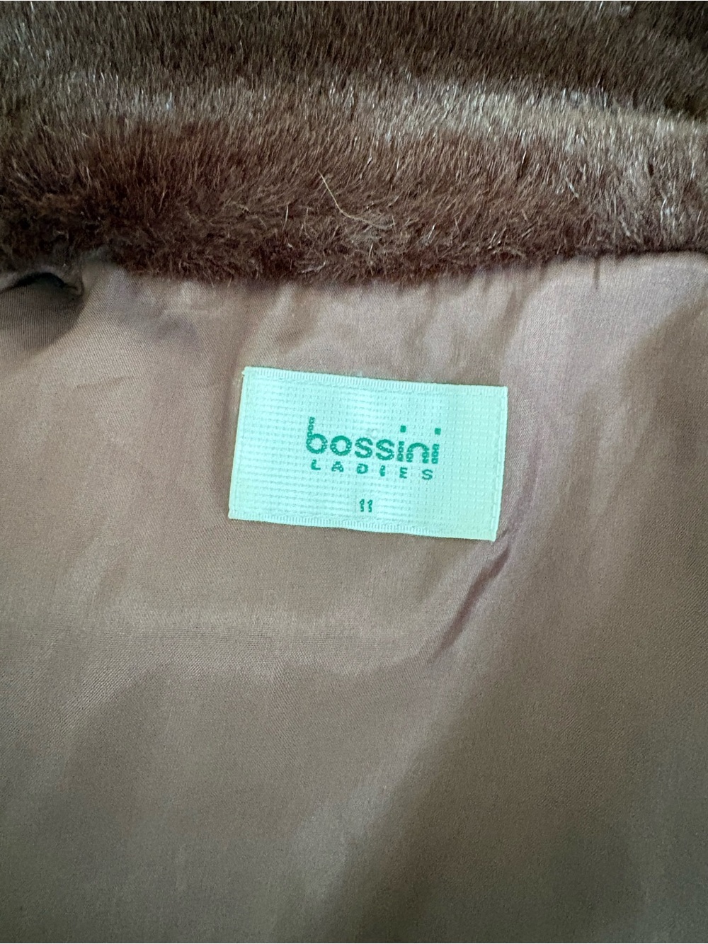 Bossini Vintage Wool Blend Plaid Peacoat Jacket w/ Faux Fur Collar, Brown US 11 - Picture 7 of 10